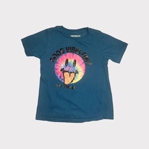 Amsterdam Good Vibes Only Emoji Text Graphic Blue Shirt